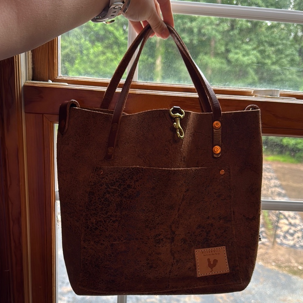Chocolate Brown Structured Tote Bag with Minimalist Design